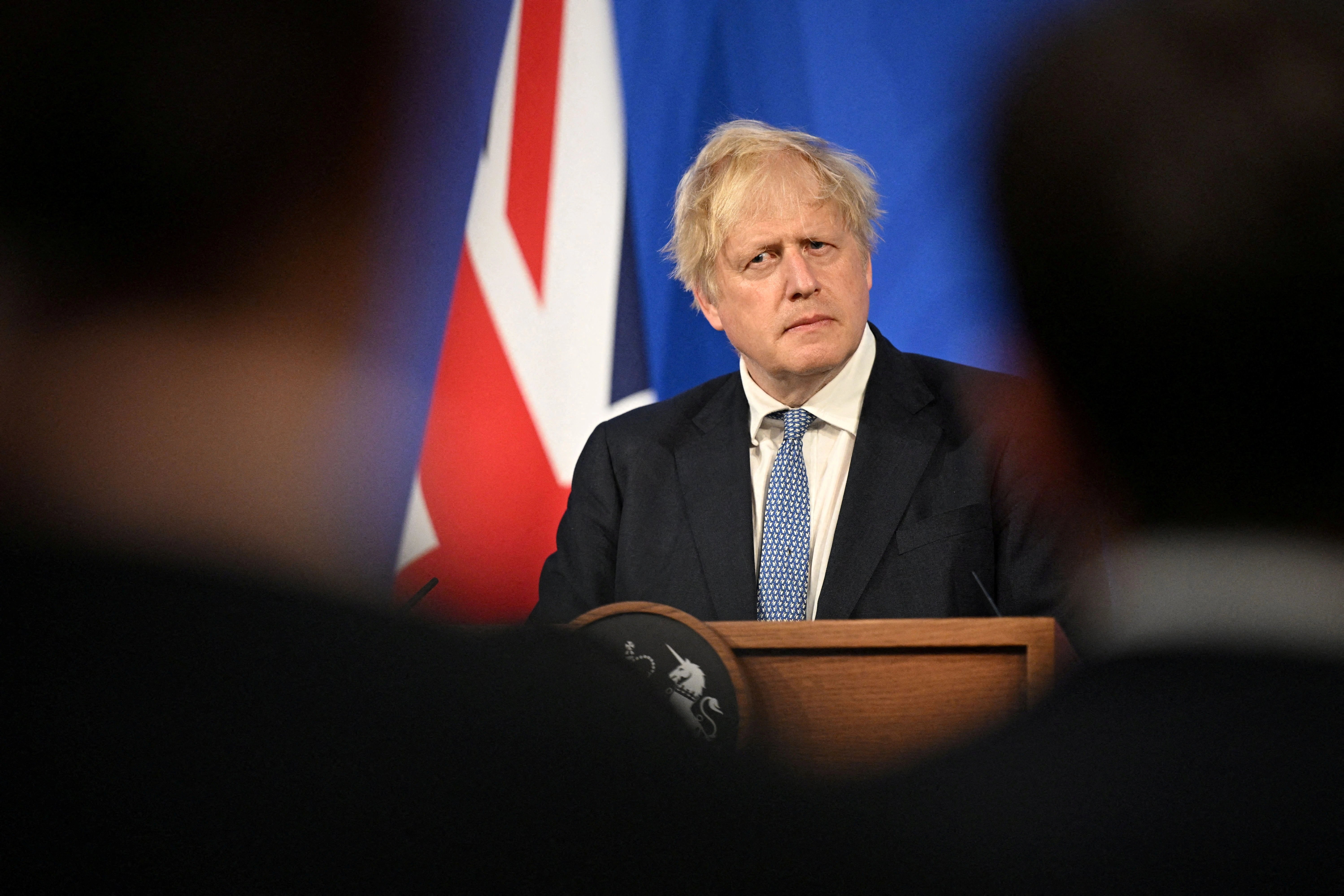 Then Prime Minister Boris Johnson at Downing Street in London, May 25, 2022 - Reuters