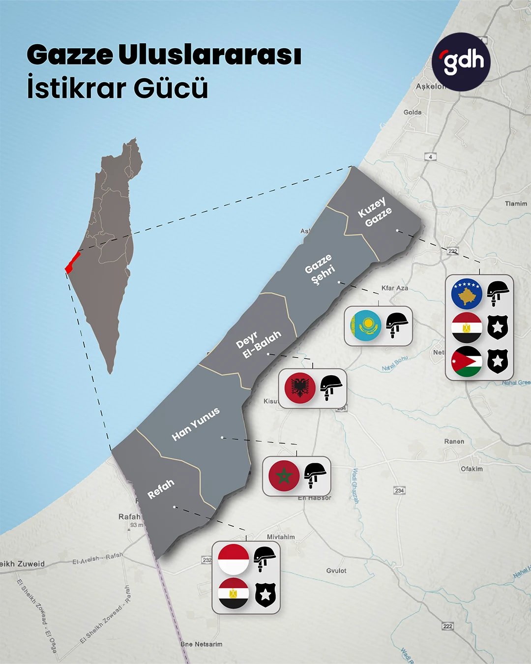 Gazze Uluslararası İstikrar Gücü (ISF) Konuşlanma Haritası 2026