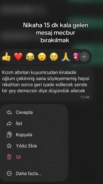 Nikaha 15 dakika kala gelen mesaj