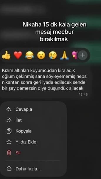 Nikaha 15 dakika kala gelen mesaj