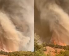 Orman yangınının en çarpıcı görüntüsü: Alevler hortum oluşturdu