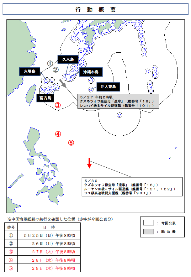 Chinese Carrier Strike Group actions map