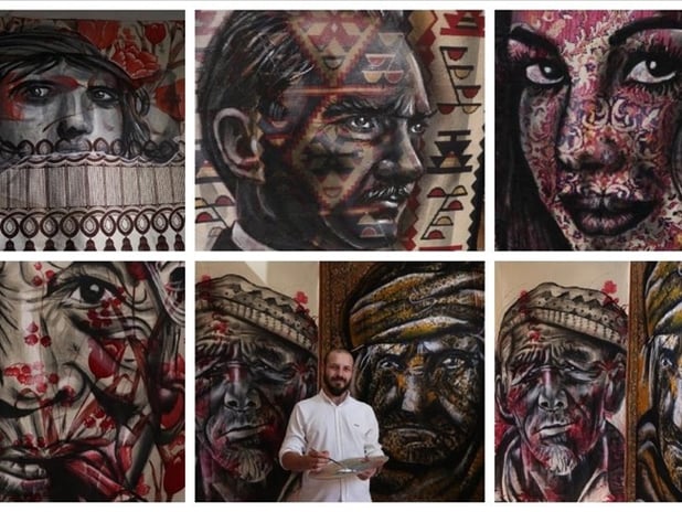 Halı ve perdeler ressamın fırçasıyla yeniden hayat buluyor