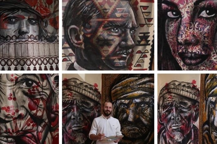 Halı ve perdeler ressamın fırçasıyla yeniden hayat buluyor