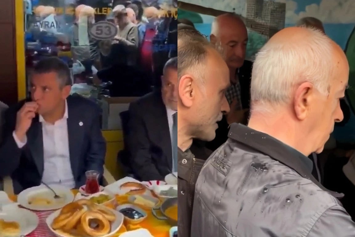 Vatandaş yağmur altında Özgür Özel'i seyretti