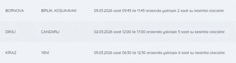 İZSU kesintiler listesi | 5 Mart İzmir'de su kesintisi var mı, hangi ilçelerde kesinti var, ne zaman tamir edilecek?