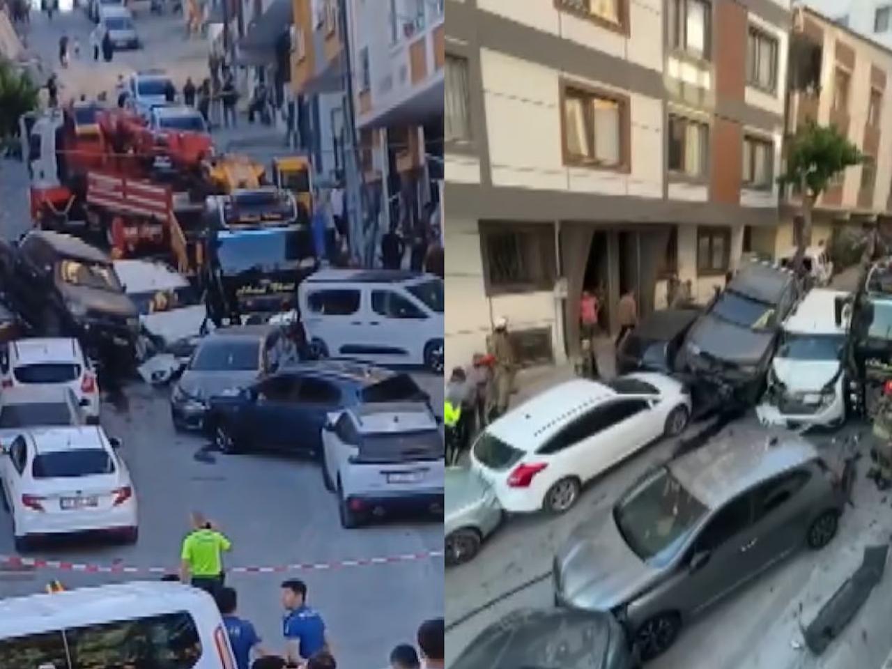Başakşehir'de vinç faciası: 23 araca çarptı