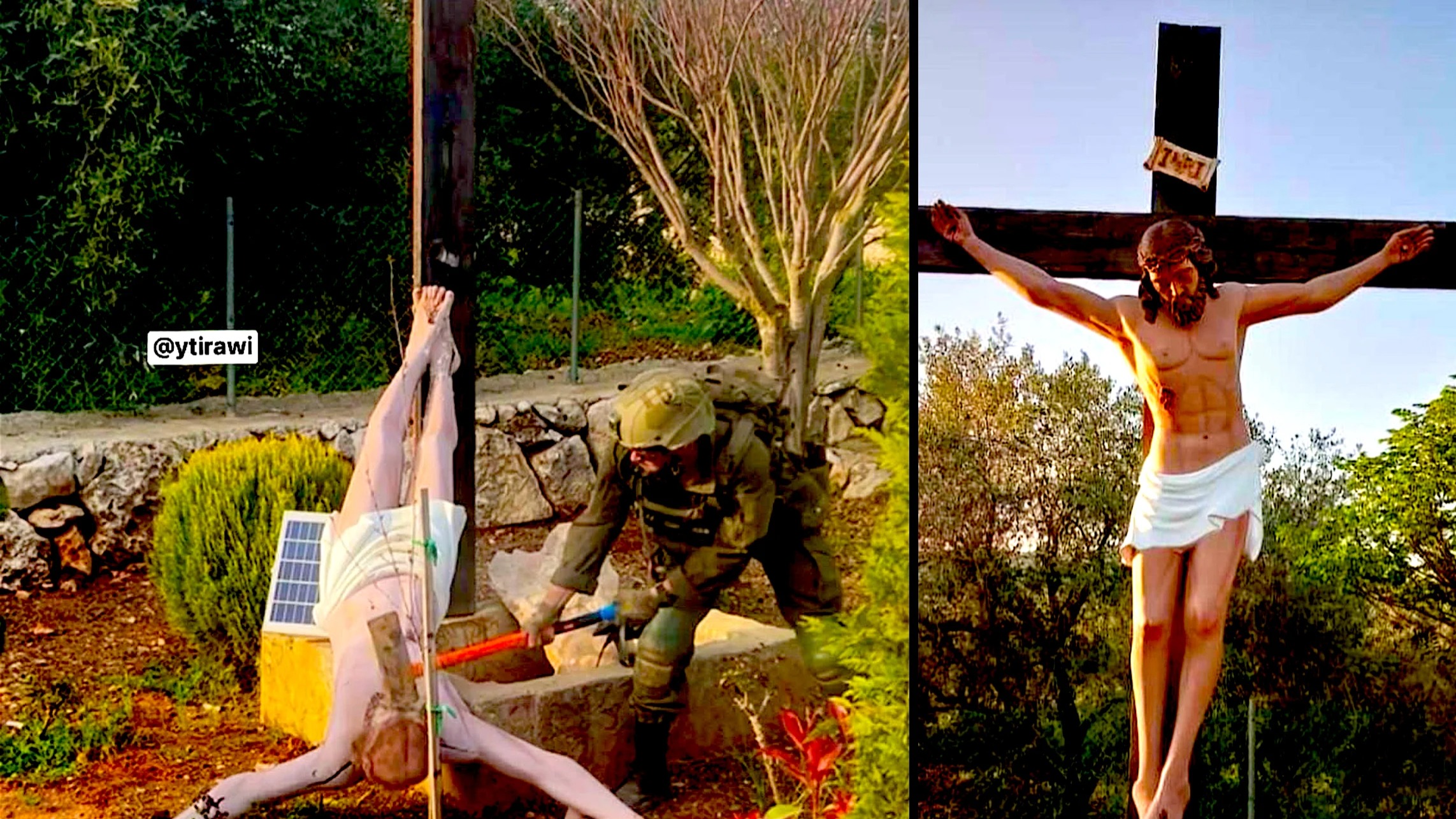 Christians Decry Zionist IDF Soldier Smashing Jesus Statue