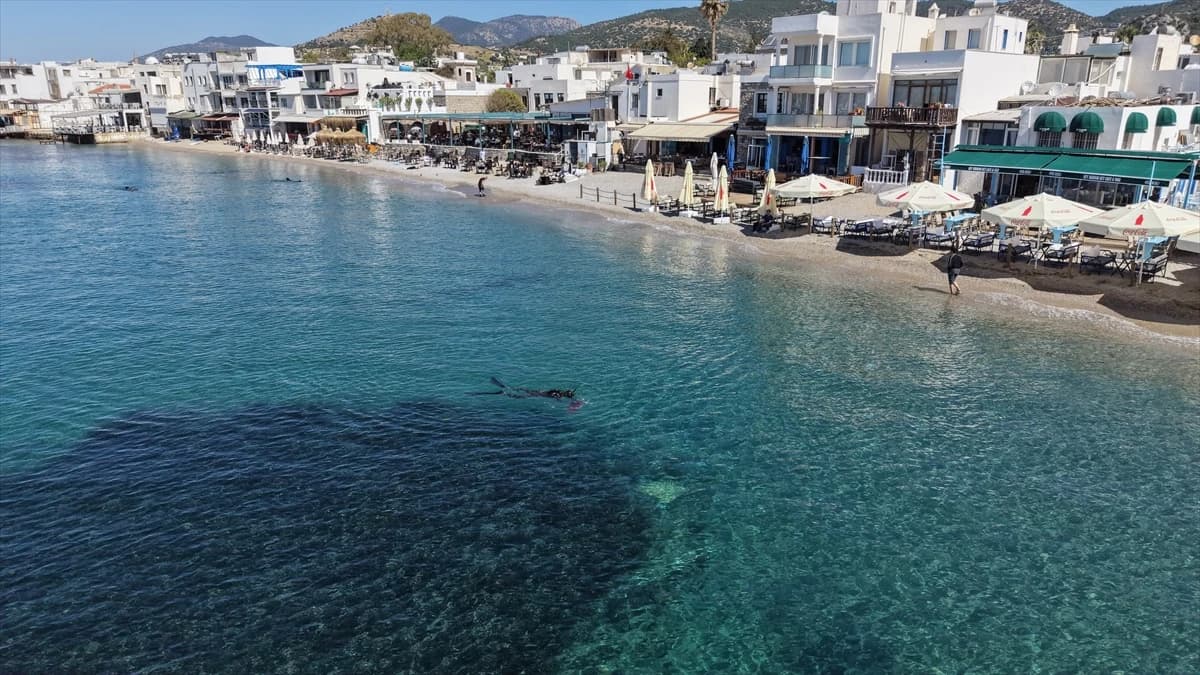 Bodrum'da deniz dibi temizliği: 250 kilogram atık çıkarıldı