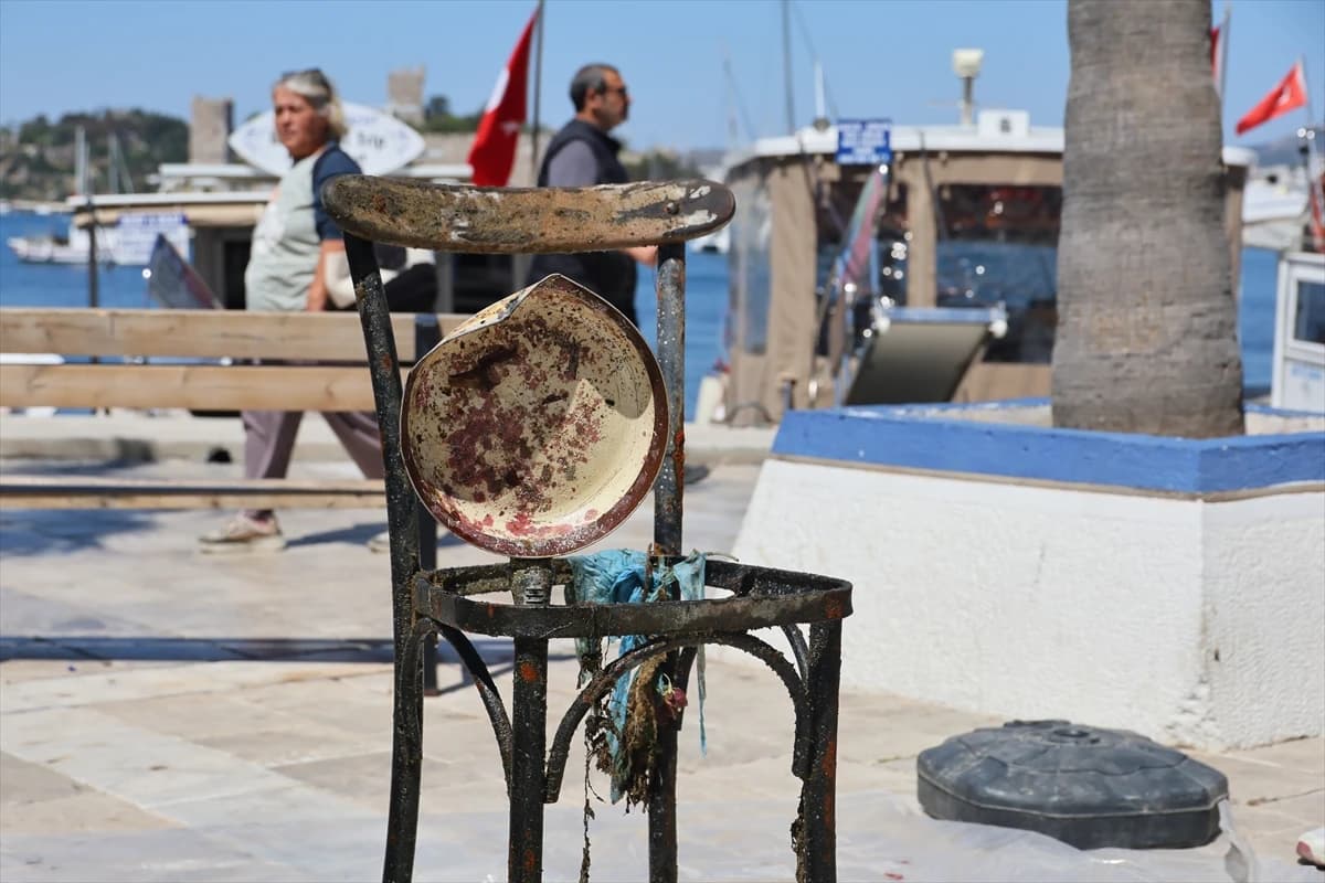 Bodrum'da deniz dibi temizliği: 250 kilogram atık çıkarıldı