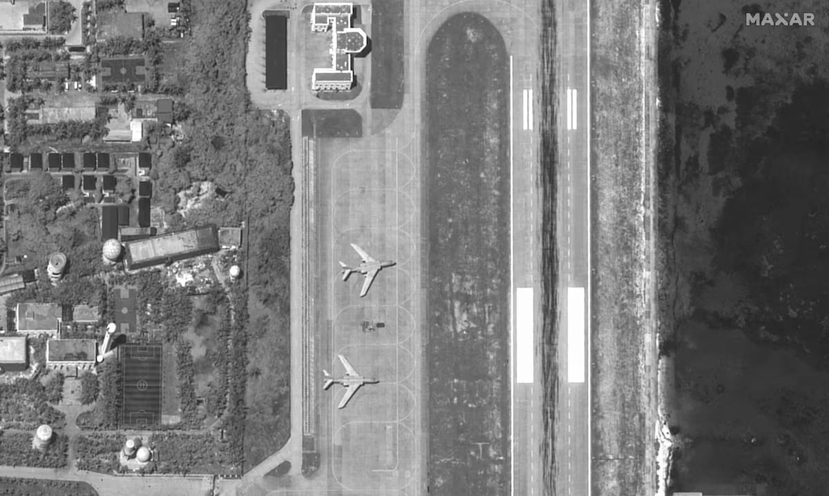 Chinese H-6 bombers are parked on the tarmac of an airfield on Woody Island, in the disputed Paracel archipelago, which is known in China as Xisha Islands, South China Sea, May 19, 2025. MAXAR TECHNOLOGIES/Handout via REUTERS