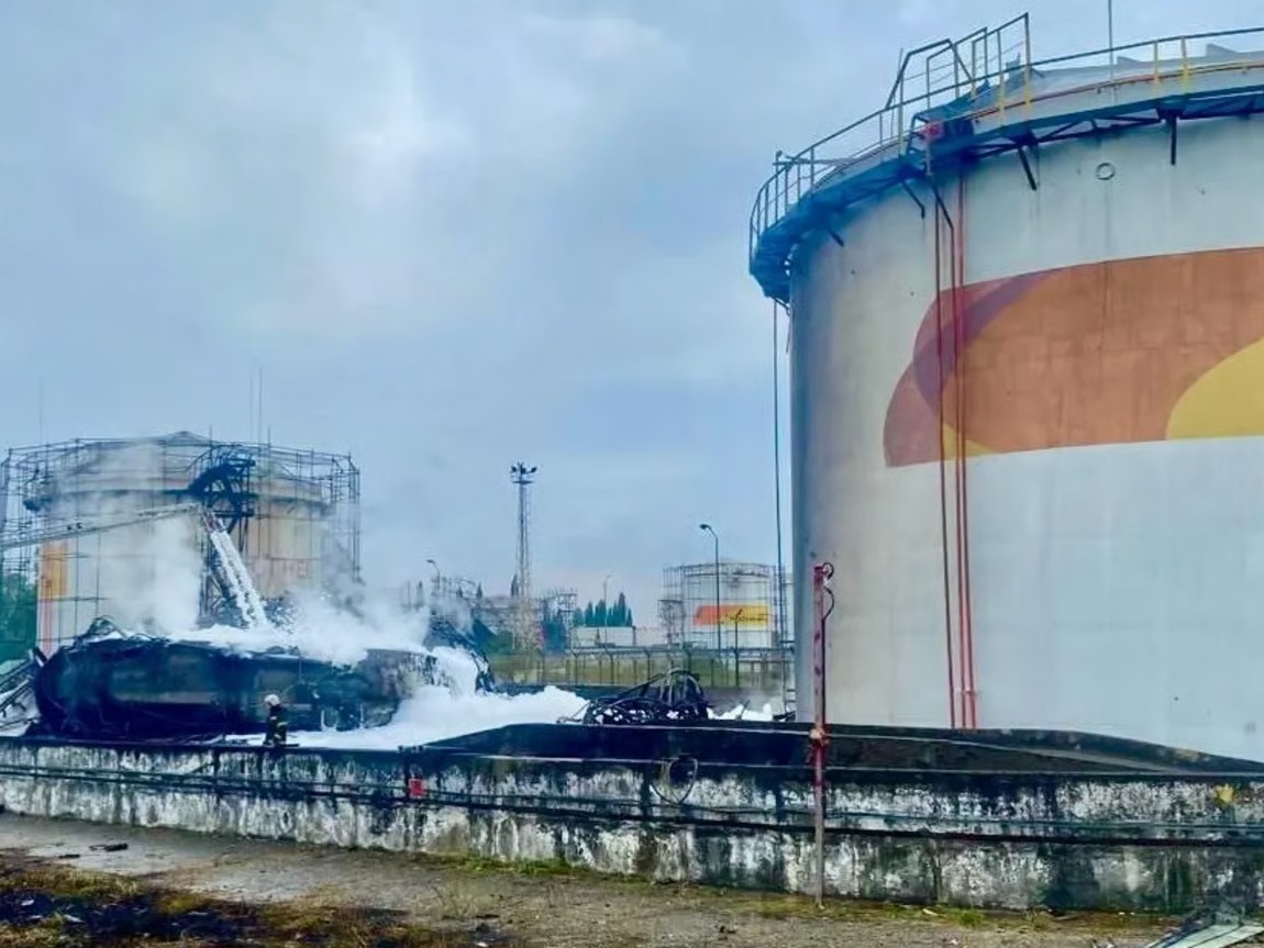 Ukraine Drone Strike Sparks Fire At Sochi Oil Depot