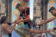 Külah oyunu bahanesiyle kadın turisti taciz eden dondurmacı mühürlendi