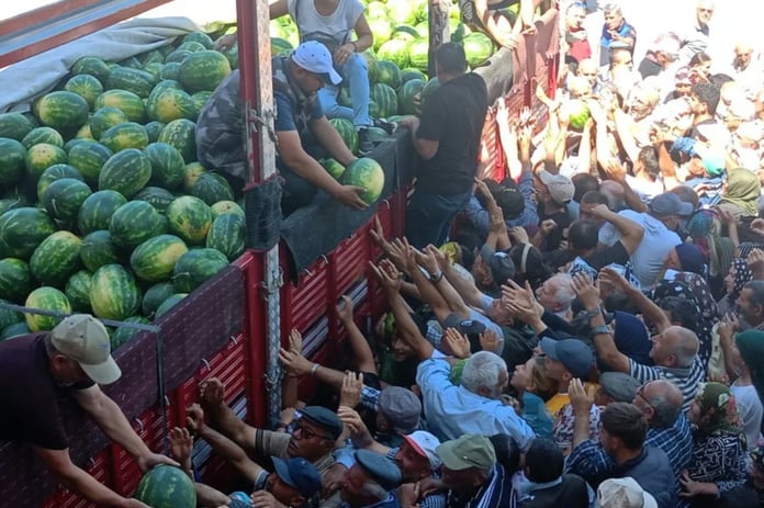 26 ton karpuzu Tokat'ta 45 dakikada dağıttı