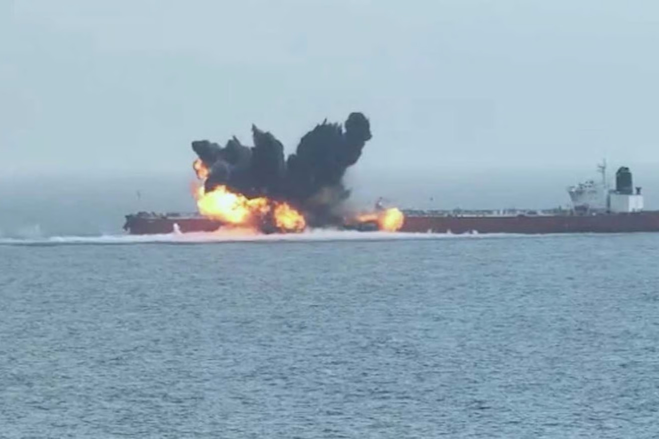 Tanker Ablaze in Gulf of Aden After Projectile Strike