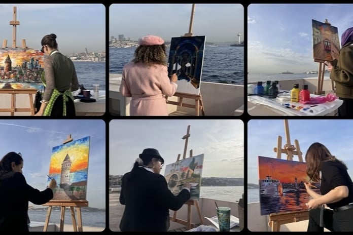 Öğretmenler Kız Kulesi'nden İstanbul'u tuvallerine yansıttı