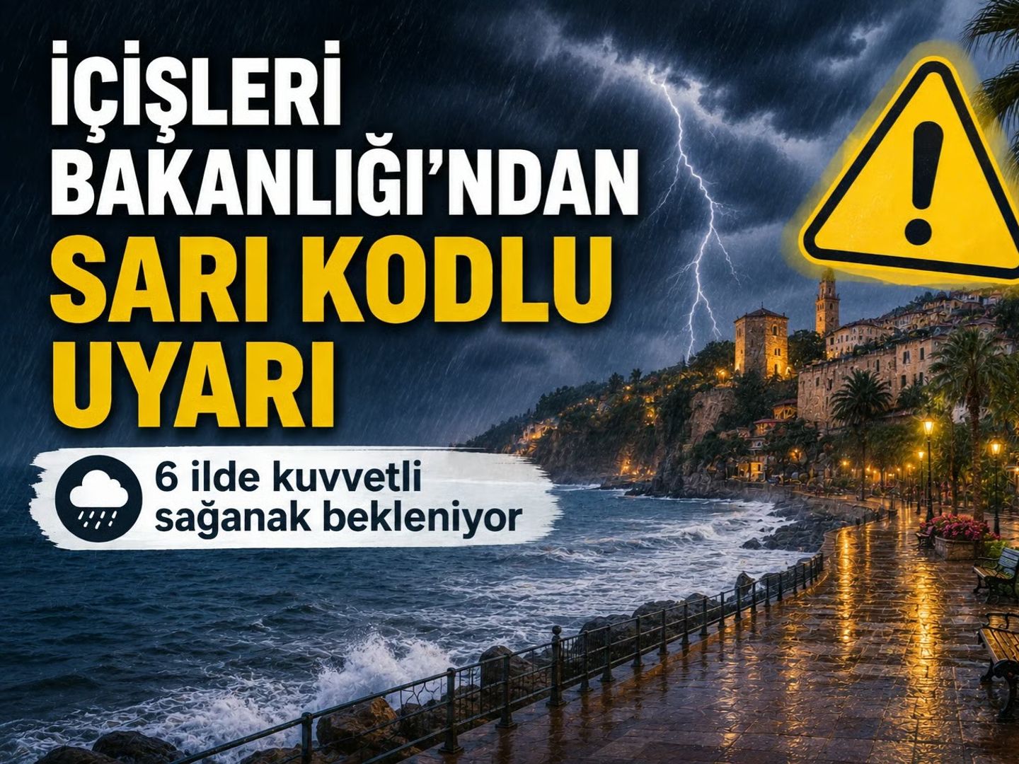İçişleri Bakanlığı'nda sarı kodlu uyarı | 6 ilde kuvvetli sağanak ve gök gürültüsü bekleniyor