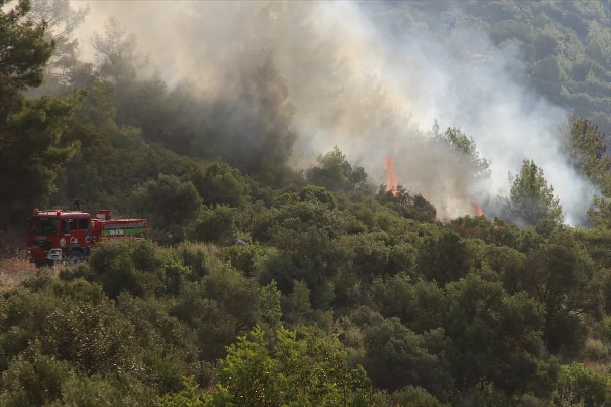 Kaş'ta orman yangını 2. gününde: Sarp arazide havadan ve karadan zorlu mücadele