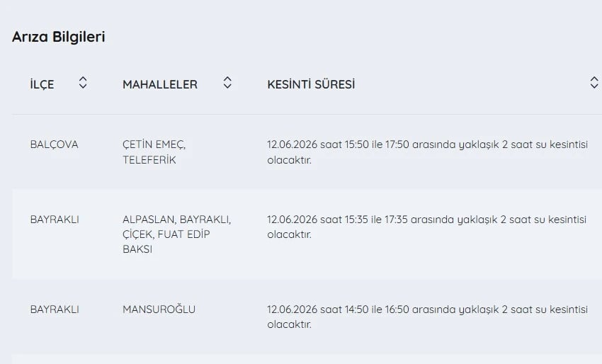 İZSU kesintiler listesi 12 Haziran | Bugün İzmir'de su kesintisi var mı, hangi ilçeler etkilenecek, ne zaman tamir olacak?