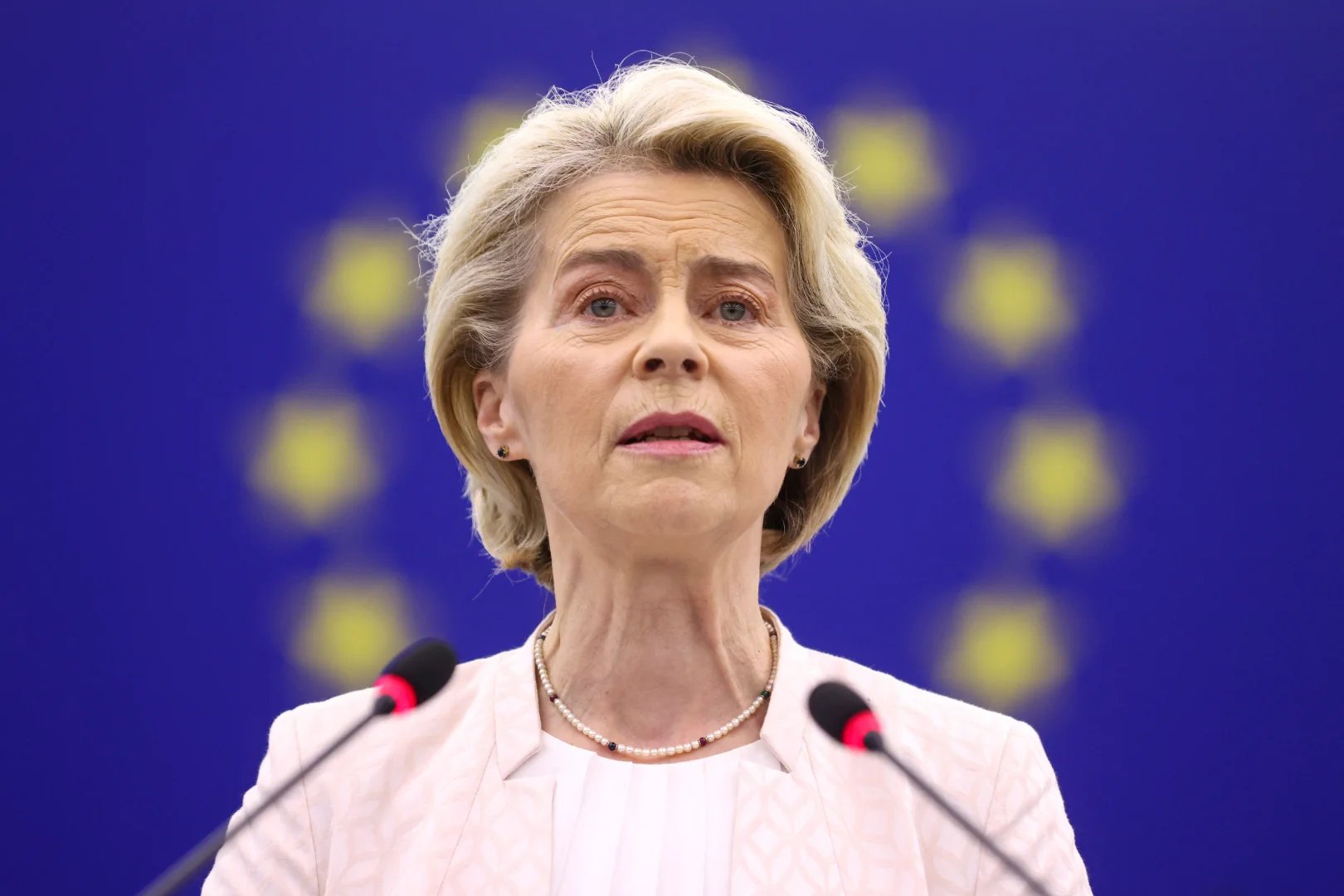 Ursula von der Leyen addresses lawmakers at the European Parliament in Strasbourg, France, July 18, 2024 - Reuters