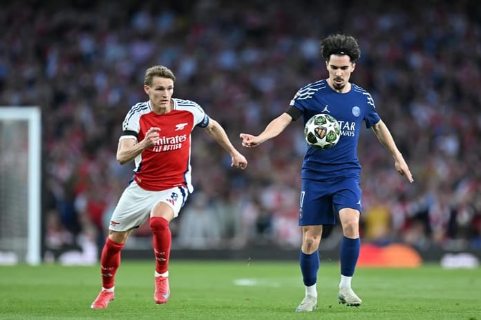 Devler Ligi yarı final ilk maçında PSG, Arsenal deplasmanında tek golle güldü