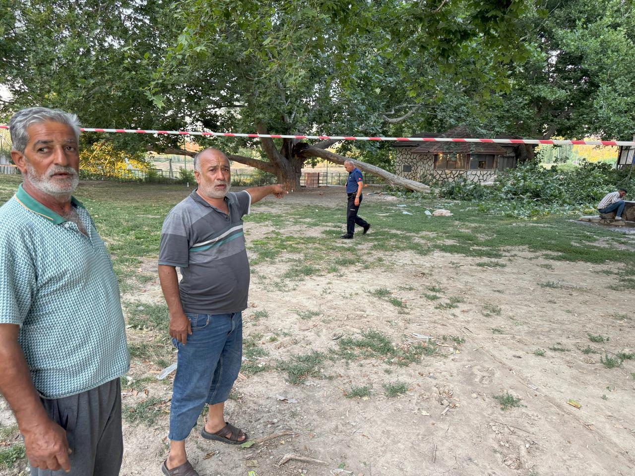 Ağacın dalı kırılarak vatandaşların üzerine devrildi