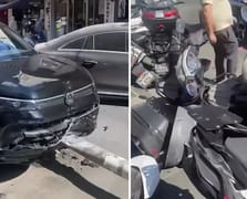 Ters yönde seyir halindeyken kontrolden çıkan otomobil 9 araca çarptı