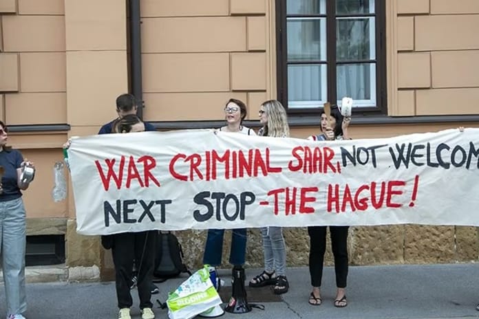 İsrail Dışişleri Bakanı Saar’a Zagreb’de protesto