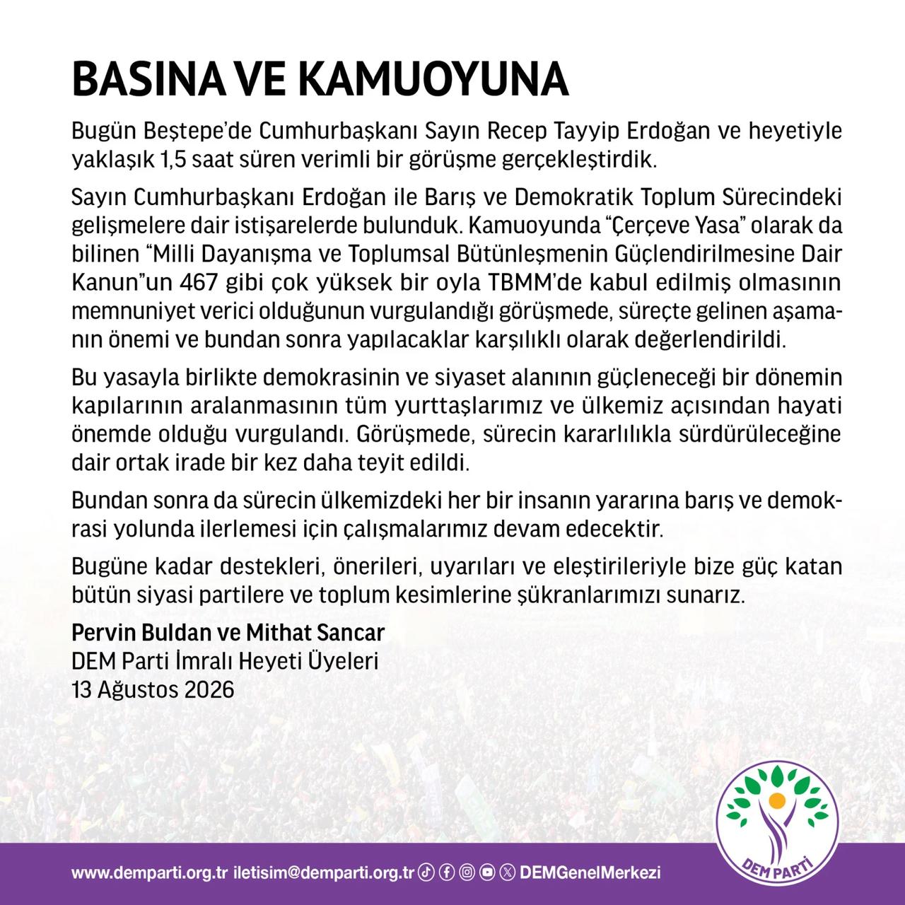 Külliye'de kritik zirve! Cumhurbaşkanı Erdoğan, DEM Parti heyetini kabul etti