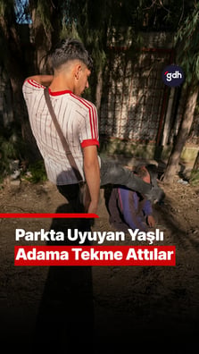 Parkta uyuyan yaşlı adama tekme attılar