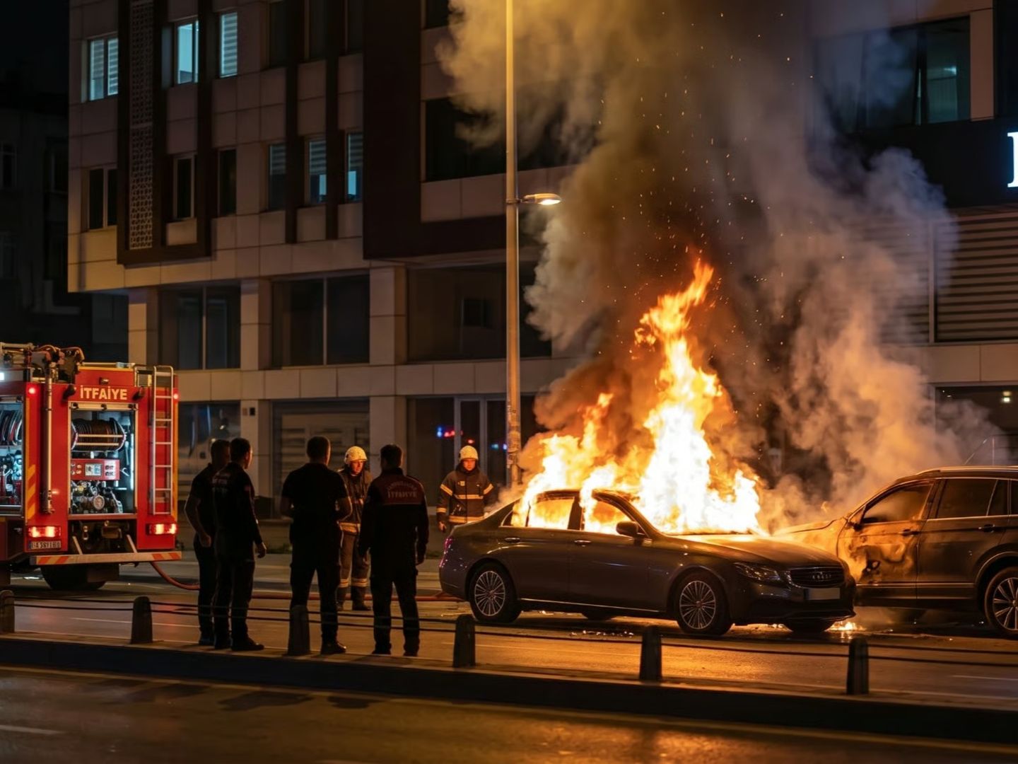 Gece yarısı Yeşilköy Caddesi trafiğe kapatıldı: Milyonların kül olduğu galerideki yangın kameraya yansıdı