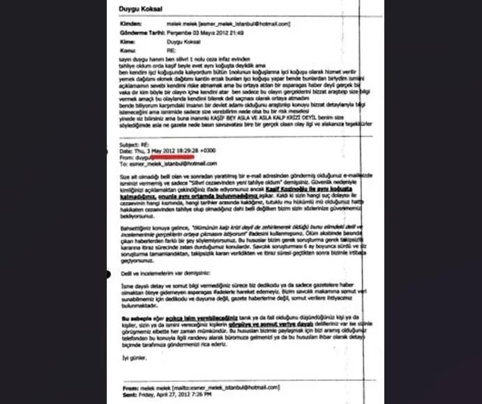 İhbarcı tarafından gönderilen e-posta - SABAH