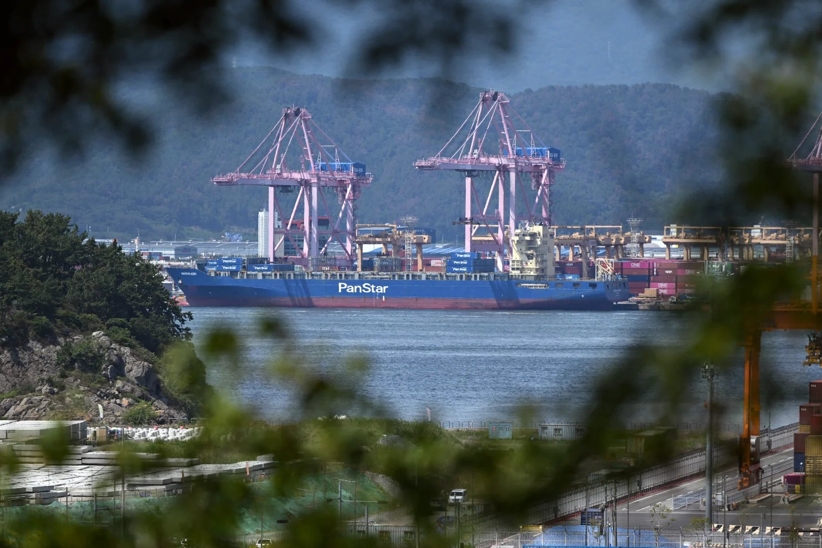 Panstar Acro, before its Arctic voyage, anchored at Busan New Port in Busan, Aug. 22, 2026 - AFP