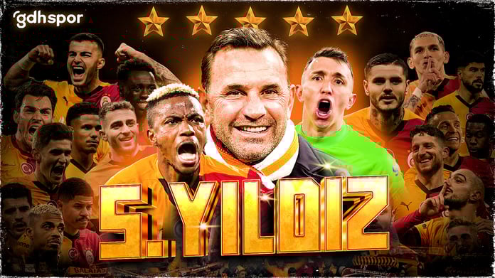Süper Lig'de 25.şampiyonluğunu kazanan Galatasaray 5.yıldızını taktı