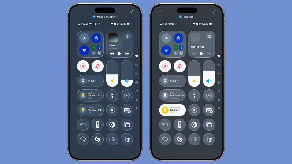 Solda ‌iOS 26‌ beta 1, sağda ‌iOS 26‌ beta 2
