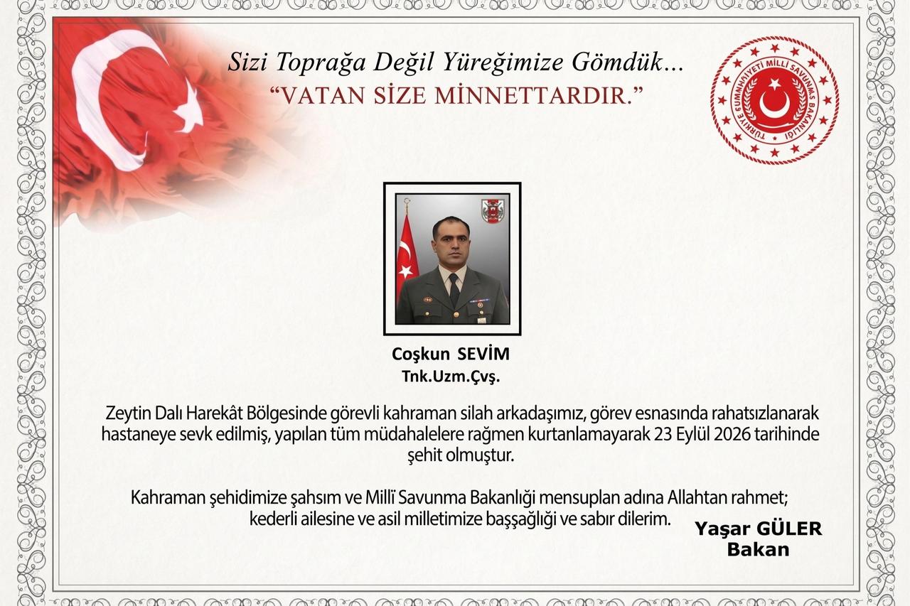 MSB acı haberi duyurdu: Bir askerimiz şehit oldu
