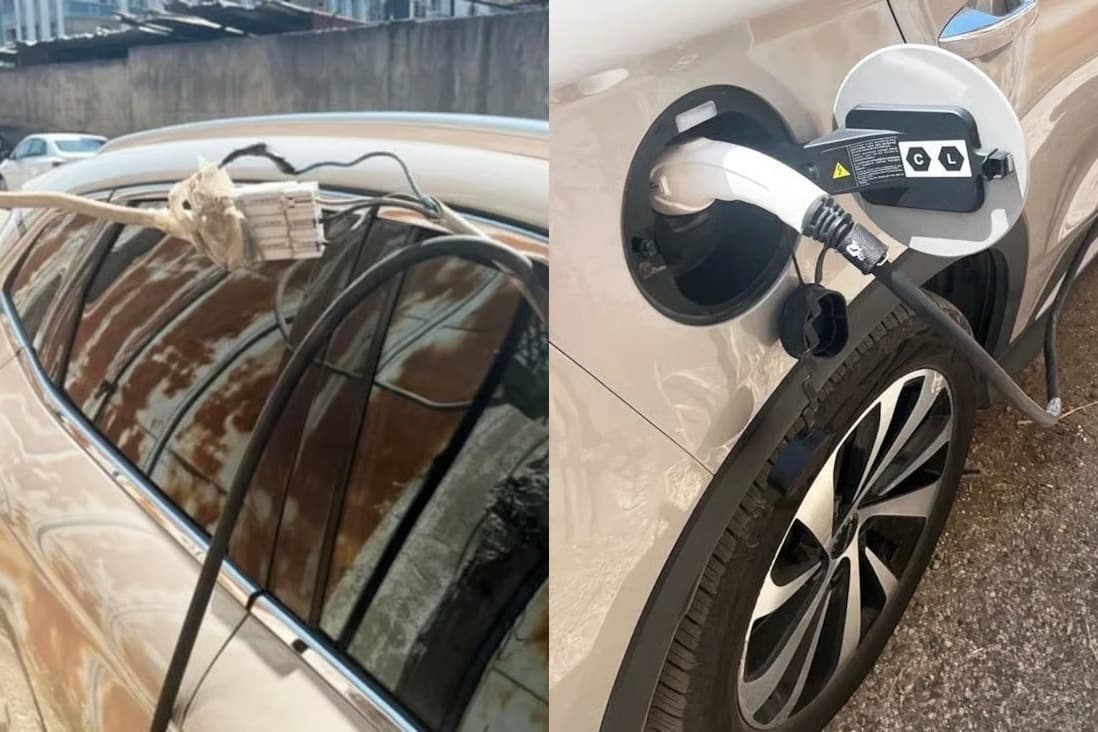 Kaçak elektrikle araç şarj ettiler 