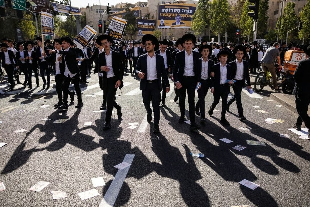 Ultra-Orthodox Jews Protest Military Draft Law in Jerusalem