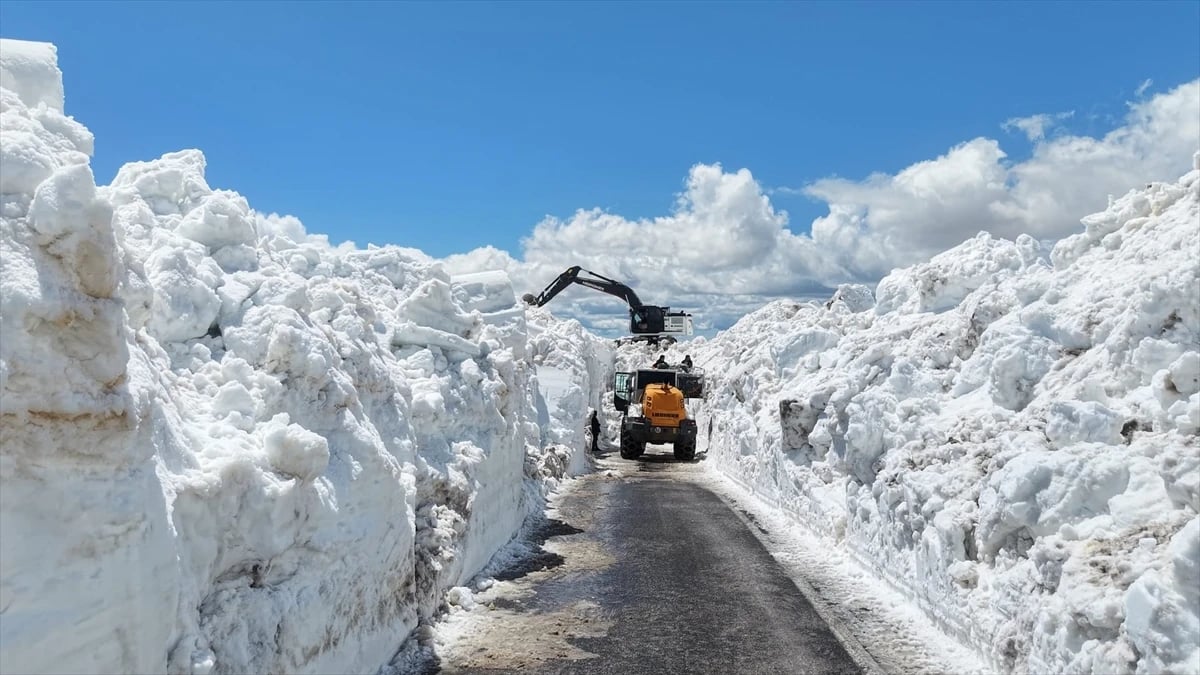 Muş'ta metrelerce kar arasında yol açma çalışması