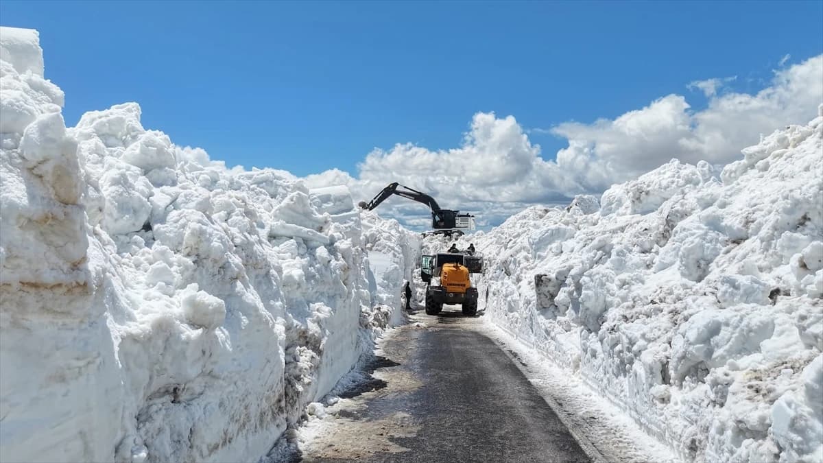 Muş'ta metrelerce kar arasında yol açma çalışması