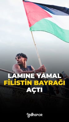 Lamine Yamal şampiyonluğu Filistin bayrağıyla kutladı.