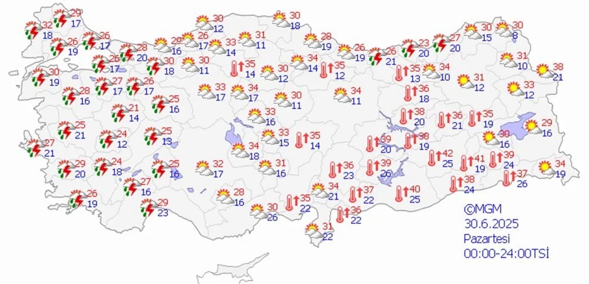 30 Haziran Pazartesi hava durumu