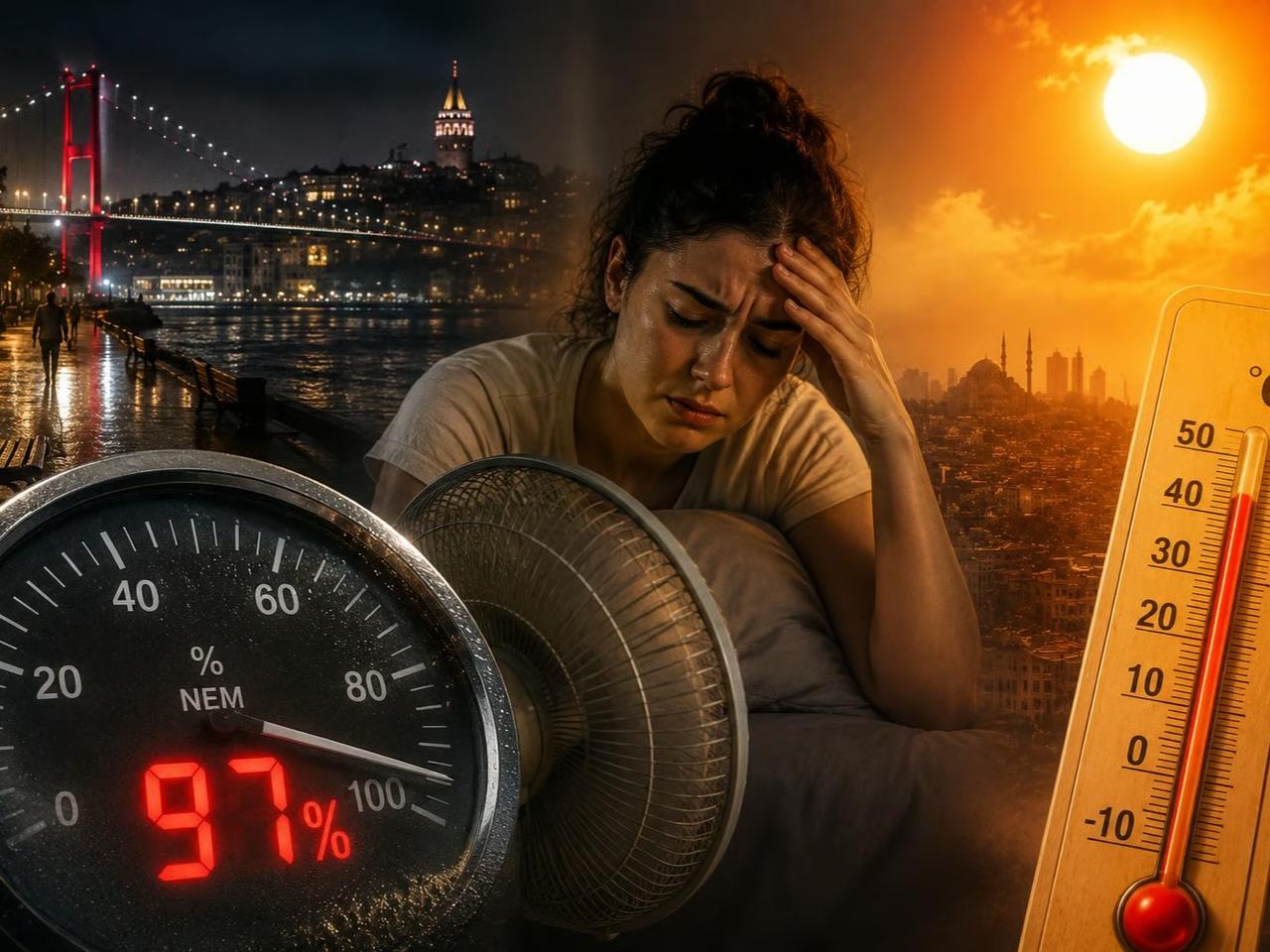 Nem yüzde 97'ye dayandı! İstanbul'da gece nefes aldırmadı