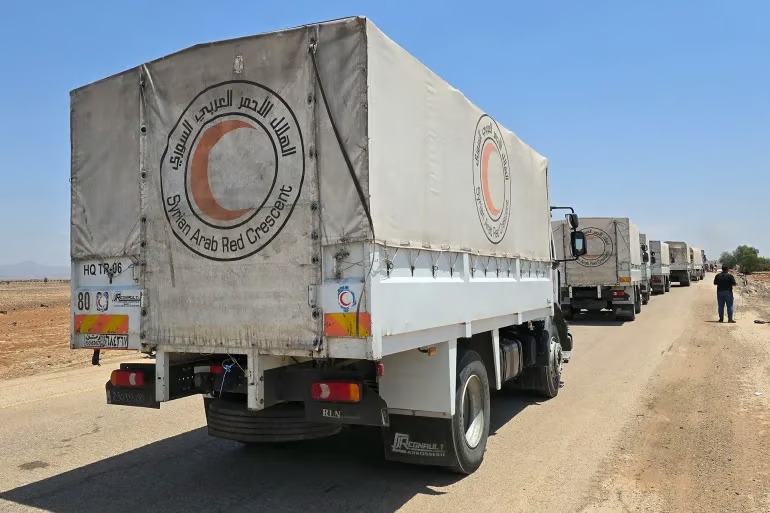 Aid Convoys Enter Sweida Amid Fragile Calm