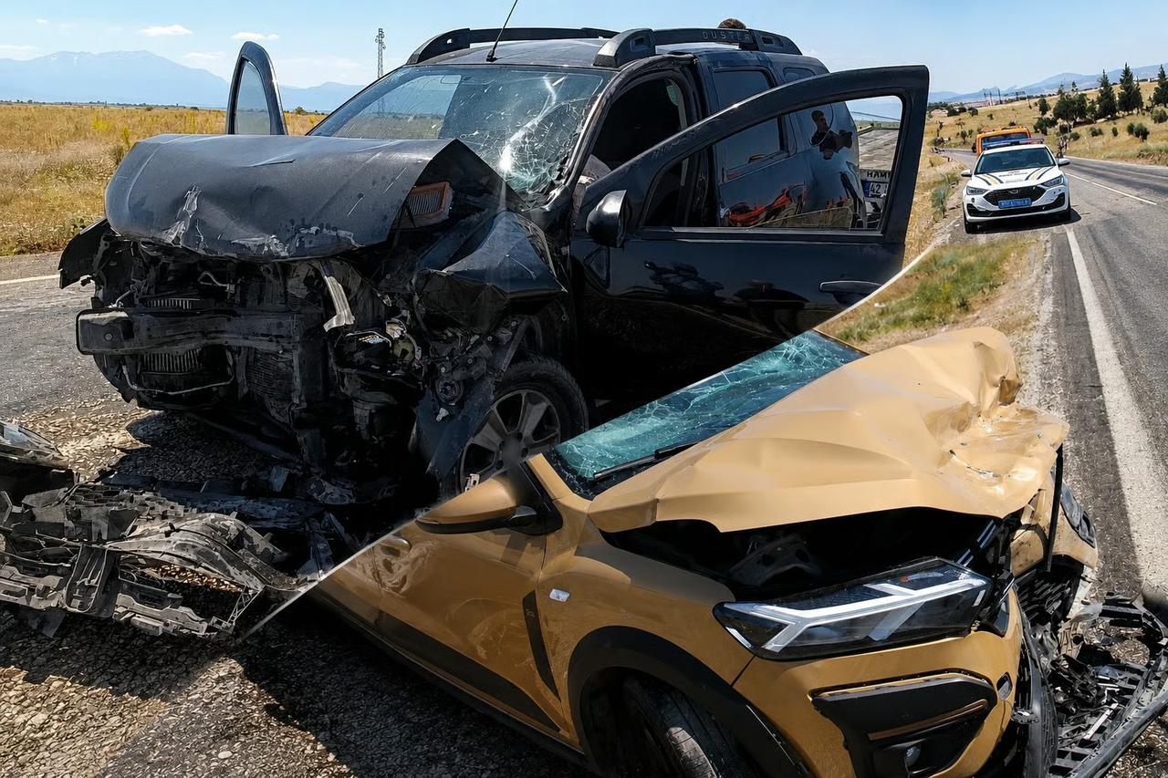 Konya'da iki SUV tipi araç kafa kafaya çarpıştı!