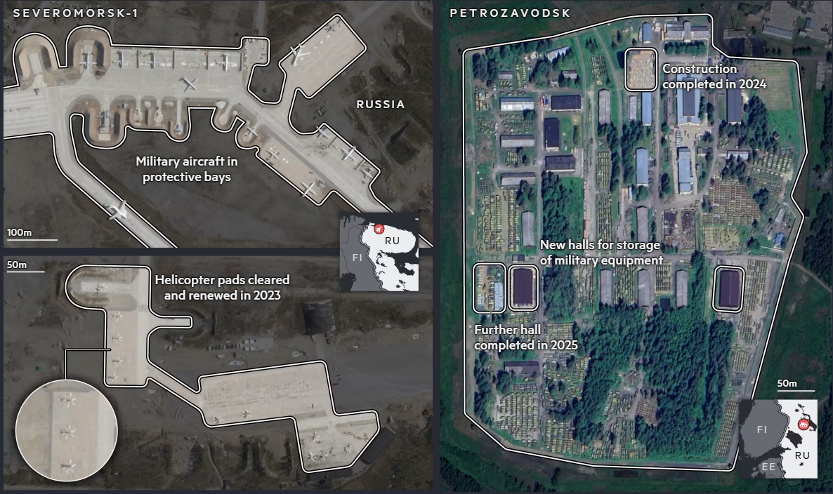New construction can be seen at Russia’s Severomorsk-1 and Petrozavodsk bases