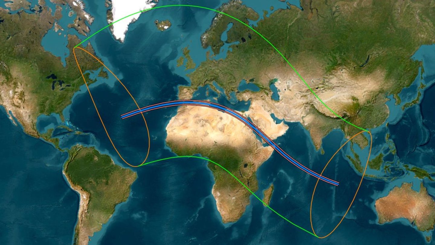 2027'deki tam güneş tutulmasının yolunu gösteren haritalar.