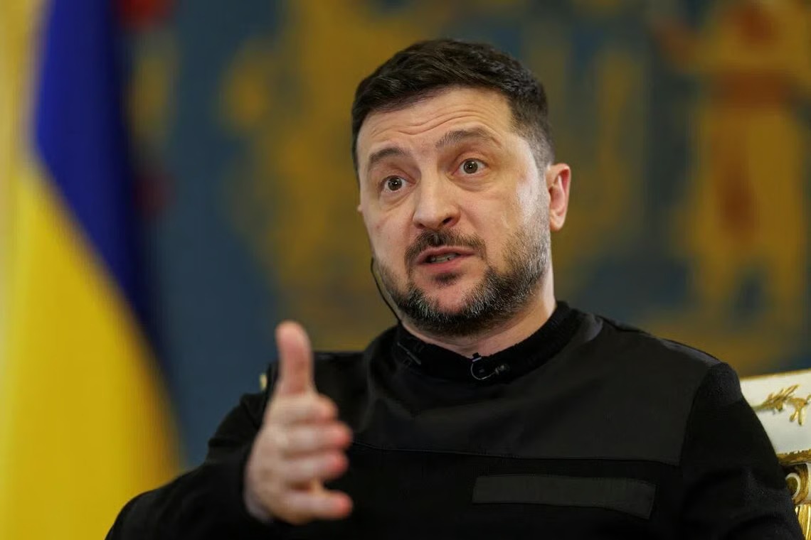 Ukrainian President Volodymyr Zelensky speaking during an interview with Reuters in Ukraine-Reuters