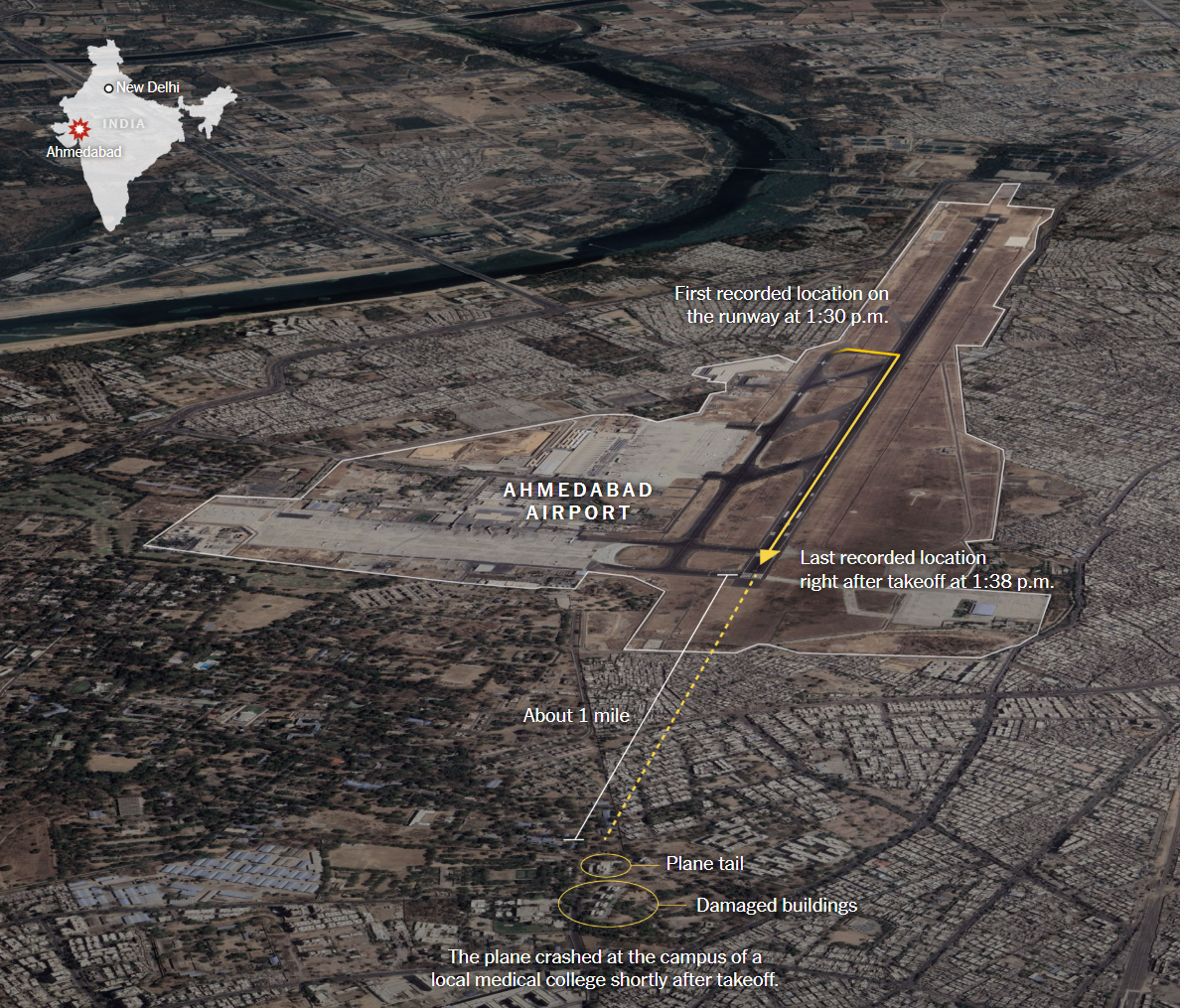 Sources: Aerial image by Airbus via Google Earth; Flight data by Flightradar24