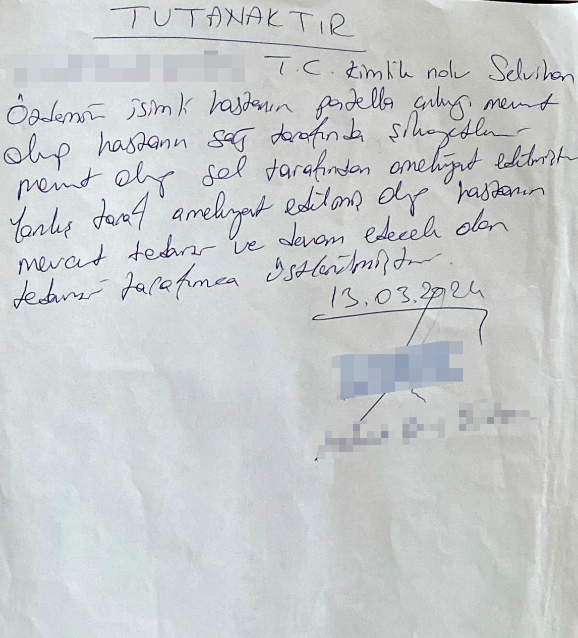 Selvihan Özdemir tutanak 